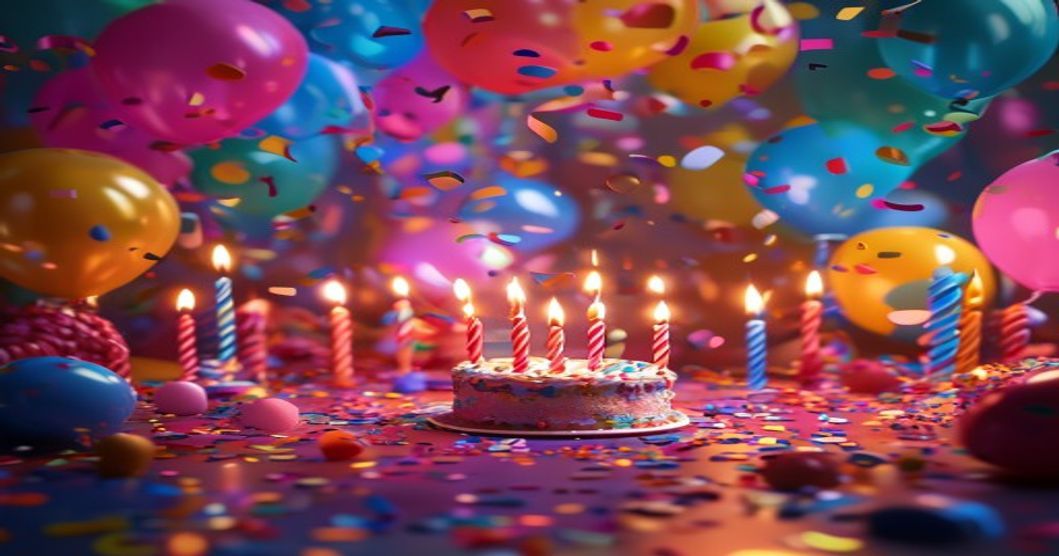 Birthday celebration with confetti